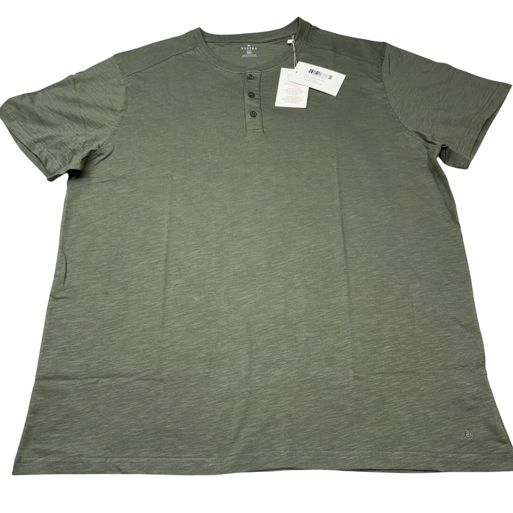 Vustra Mens Short Sleeve Green 3 Button Henley Shirt NWT 2XL